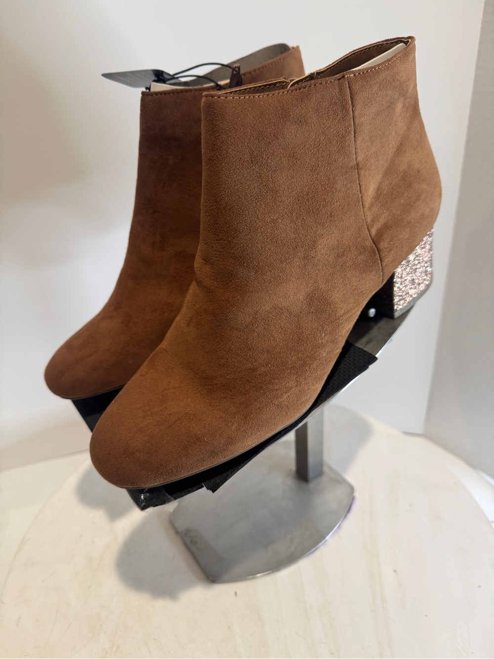 Arizona Jean Company Brown Suede Ankle Boots with Sparkle Heel